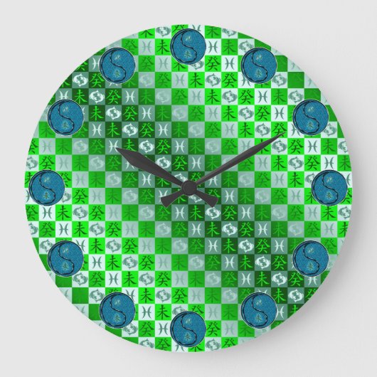 Fische & Wasser Ziege Große Wanduhr (Vorderseite)