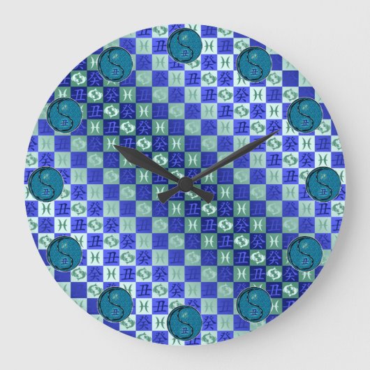 Fische & Wasserbüffel Große Wanduhr (Vorderseite)