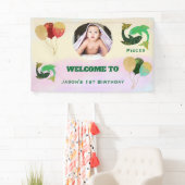 Fische Wasserfarbe 1. Geburtstag Fotoschild Banner (Insitu)