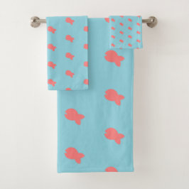 Fische wiederholen Kinder Baby Lt Blue Bath Handtu Badhandtuch Set