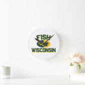 Fische Wisconsin Runde Wanduhr (Zuhause)