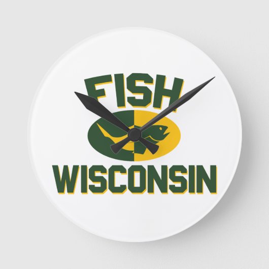 Fische Wisconsin Runde Wanduhr (Vorderseite)