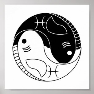 Fische yin Yang-Fischastrologie-Tierkreissymbol Poster