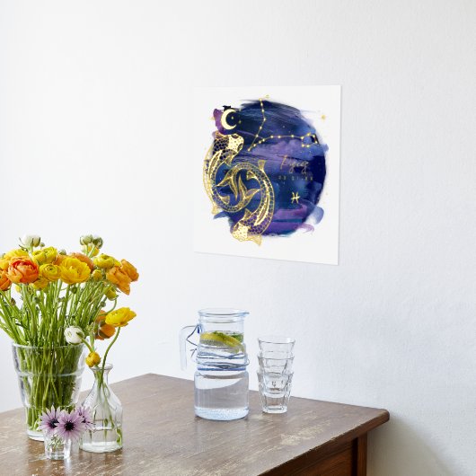 Fische Zeichen des Zodiac-Geburtsdatums Foliendrucke (Ablage(Küche))