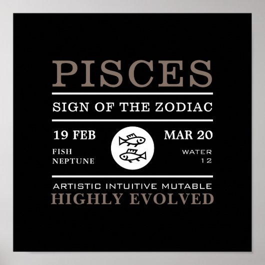 Fische Zeichen des Zodiaks, Astrologisches Poster (Vorne)