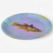 Fische Zeichnend Vintager Stil Pappteller (Schrägansicht)