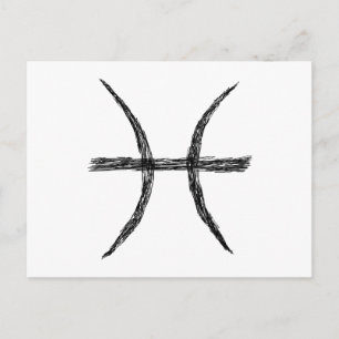 Fische. Zodiac Astrologie Zeichen. Schwarz. Postkarte