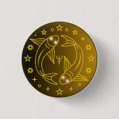 Fische-Zodiac-Emblem | Minimales Himmelssymbol Button (Vorderseite)