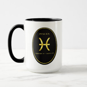 Fische-Zodiac-Gold-Oval-Emblem-Tasse Luxus-Astro Tasse