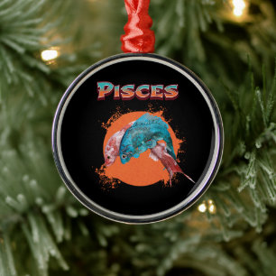 Fische-Zodiac-Horoskop Wasser Astrologie Zeichen Ornament Aus Metall