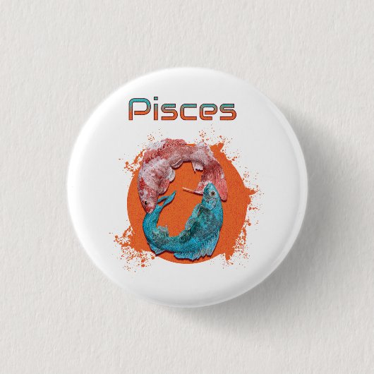 Fische Zodiac Horoskop Wasserastrologie Zeichen Button (Vorderseite)