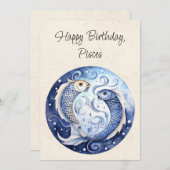 Fische Zodiac Wasserfarbe Geburtstagskarte (Vorne/Hinten)