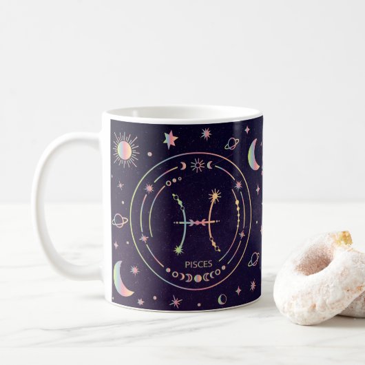 Fische zodiaktisches Horoskop witzige Ernährungsfa Kaffeetasse (Mit Donut)
