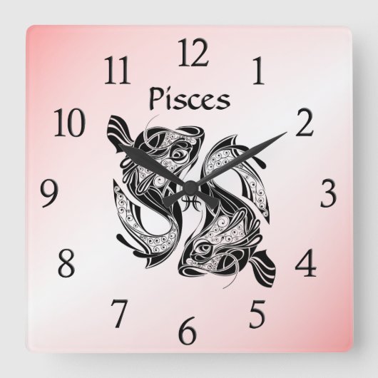 Fische Zodiakuhr pisst pink Quadratische Wanduhr (Vorderseite)