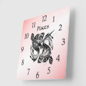 Fische Zodiakuhr pisst pink Quadratische Wanduhr (Winkel)