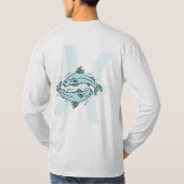 Fische Zoodiac Astrologisches Aqua Blau T-Shirt (Rückseite)