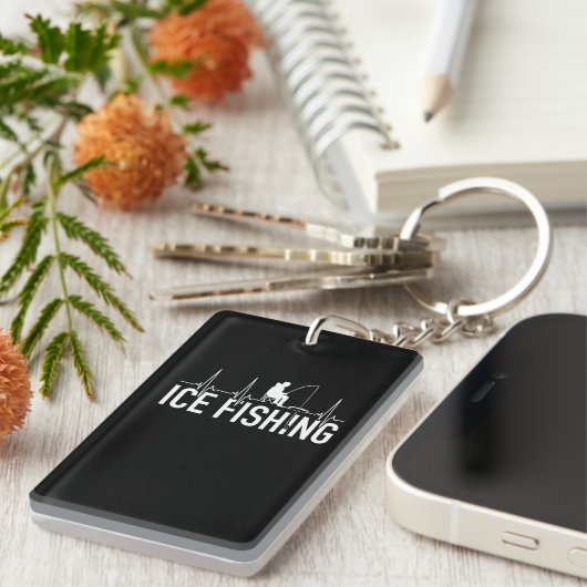 Fischeisfischen Herzschlag Schlüsselanhänger (Vorderseite rechts)