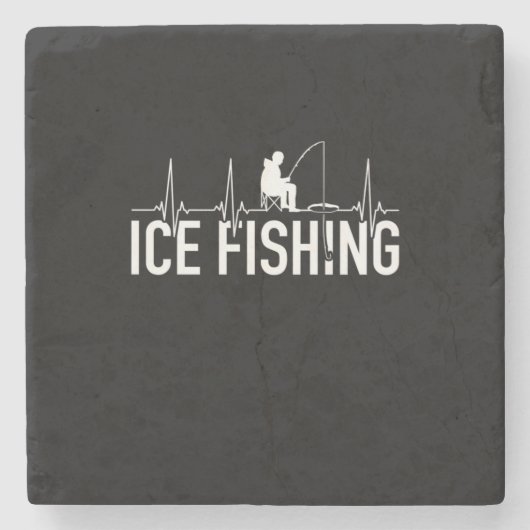 Fischeisfischen Herzschlag Steinuntersetzer (Vorderseite)