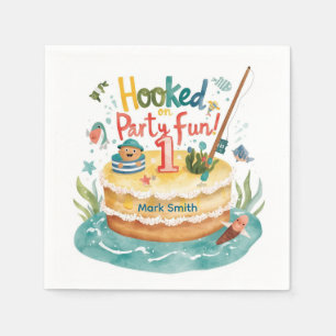 Fischen 1. Geburtstag Party mit Kuchendekoration Serviette