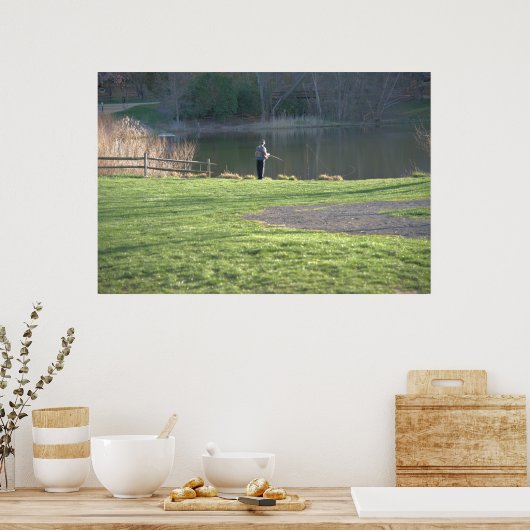 Fischen am Teich Poster (Küche)