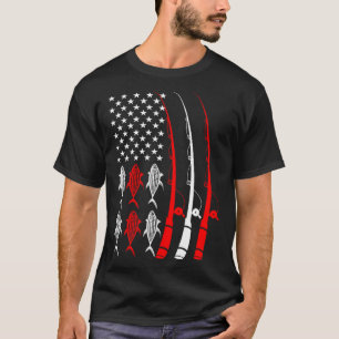 Fischen Amerikanische Flagge Fischer Fische Patrio T-Shirt