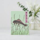 Fischen an eine Katze Postkarte (Stehend Vorderseite)