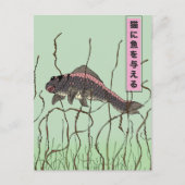 Fischen an eine Katze Postkarte (Vorderseite)