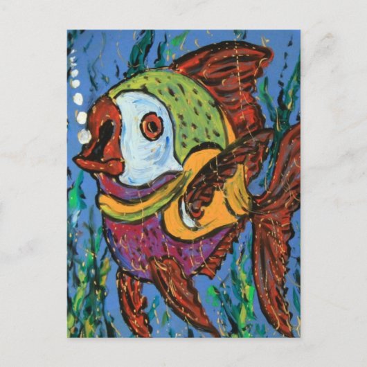 Fischen auf dem Teller Postkarte (Vorderseite)