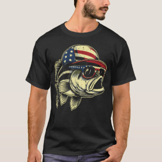 Fischen Barschart USA Mütze Angler T-Shirt