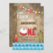 Fischen Birthday Einladung Holz Die große (Vorne/Hinten)