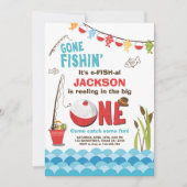 Fischen Birthday Einladung Holz Die große (Vorderseite)