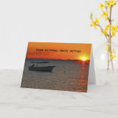 Fischen Boot glücklich Geburtstag, Onkel individua Karte (Gelbe Blume)