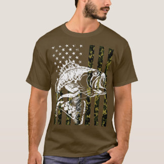 Fischen Camouflage American Flag Bass Fish Fi T-Shirt