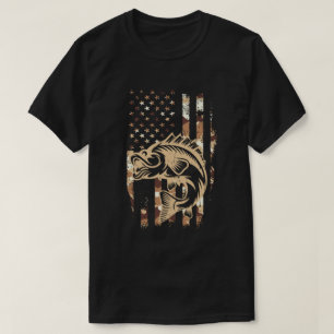 Fischen Camouflage USA Flaggenbass Fisherman Gesch T-Shirt