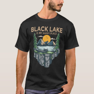 Fischen Camping mein glücklicher Platz Schwarzer S T-Shirt