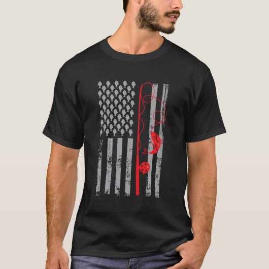 Fischen der amerikanischen Flagge Fischen Vintages T-Shirt (Vorderseite)