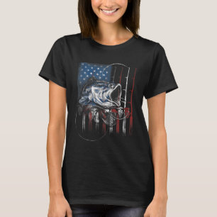 Fischen der amerikanischen Flagge Vintag USA Bass  T-Shirt