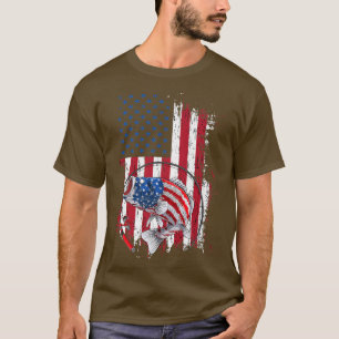 Fischen der amerikanischen Flagge Vintag USA Fisch T-Shirt