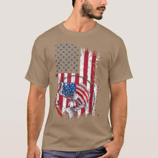 Fischen der amerikanischen Flagge Vintage US-ameri T-Shirt