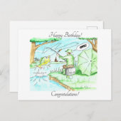 Fischen - Der große! Yippee! Postkarte (Vorne/Hinten)