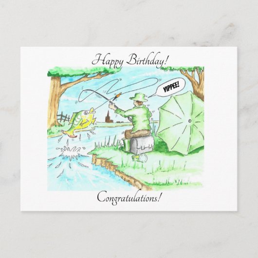 Fischen - Der große! Yippee! Postkarte (Vorderseite)