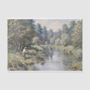 Fischen des Flusses Decoupage Seidenpapier