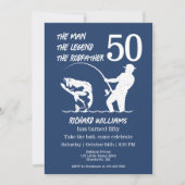 Fischen des legendären Rodvaters 50. Geburtstag Einladung (Vorderseite)