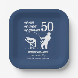 Fischen des legendären Rodvaters 50. Geburtstag Pappteller