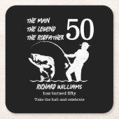 Fischen des legendären Rodvaters 50. Geburtstag Rechteckiger Pappuntersetzer (Vorderseite)