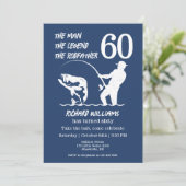 Fischen des legendären Rodvaters 60. Geburtstag Einladung (Stehend Vorderseite)