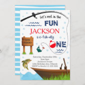 Fischen Einladung zum 1. Geburtstag (Vorne/Hinten)