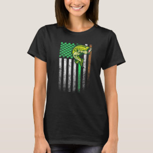 Fischen Fisch Bass Irisch Amerikanische Flagge St. T-Shirt