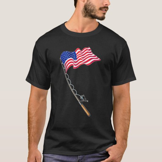 Fischen Fisch Fisch unter amerikanischer Flagge T-Shirt (Vorderseite)