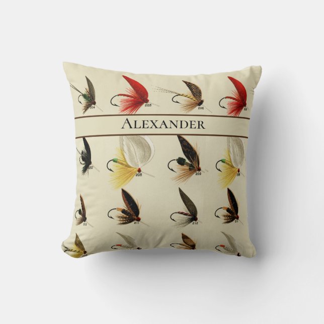 Fischen Fischen Rustikale Aquarellmaskuline Kissen (Vorderseite)